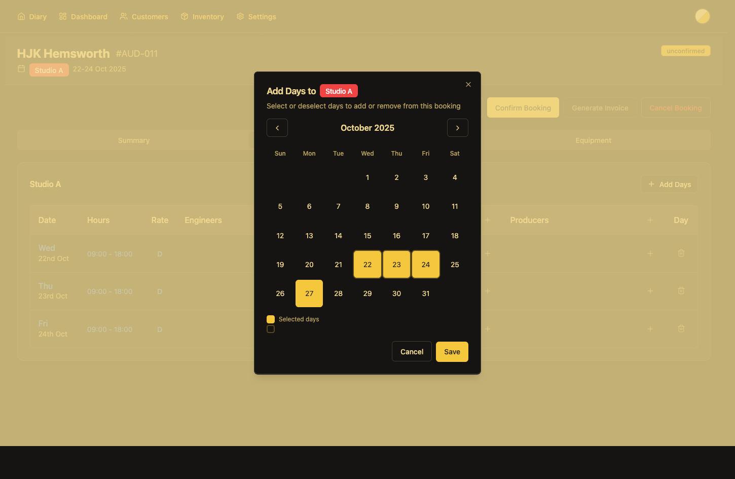 Adding Day to a Booking